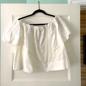 Vince off the shoulder white cotton shirt